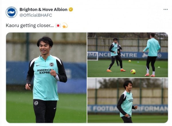 有望复出！布莱顿社媒晒三笘薫收复磨真金不怕火像片